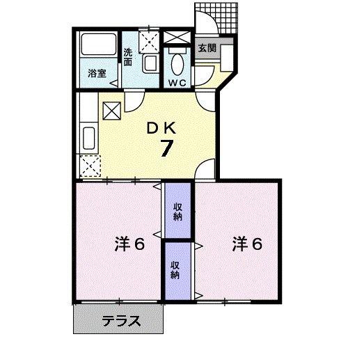 ローブレ オークラI(2DK/1階)の間取り写真
