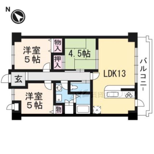 カーサビアンカ茨木(3LDK/1階)の間取り写真