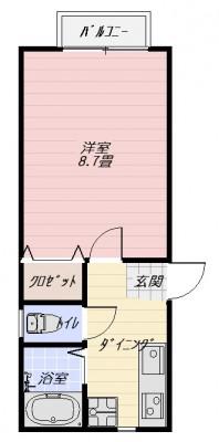 シャインパレス(1K/2階)の間取り写真