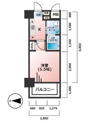 エスリード神戸ウエスト(1K/4階)の間取り写真