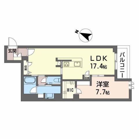エリーニ(1LDK/3階)の間取り写真