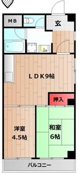 ムサシノハイツ(2LDK/3階)の間取り写真