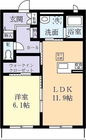 サン・フィールドA(1LDK/3階)の間取り写真