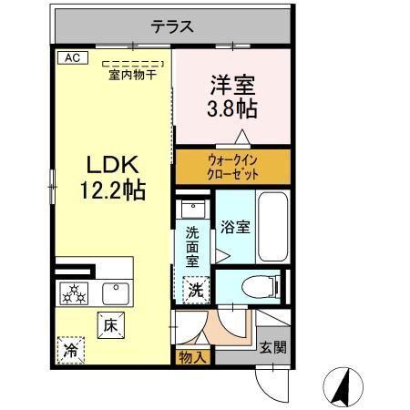 YASUNA39(1LDK/1階)の間取り写真
