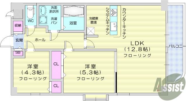 ガーデンロッジⅡ(1SLDK/3階)の間取り写真