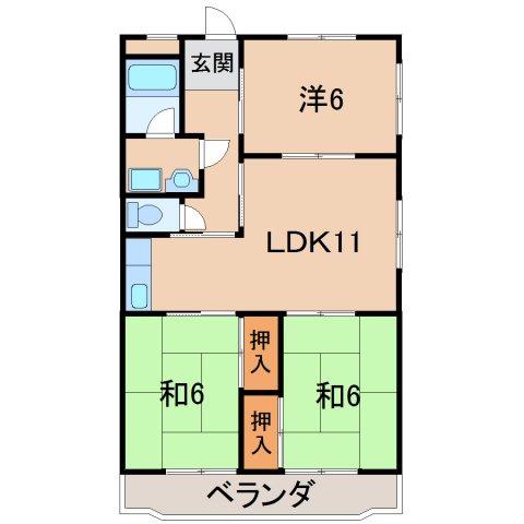 コーポEI(3LDK/2階)の間取り写真