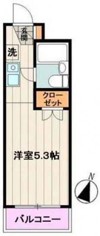 日野旭が丘ハイデンス(ワンルーム/1階)の間取り写真