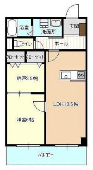 ベルフィット黒石(1SLDK/5階)の間取り写真