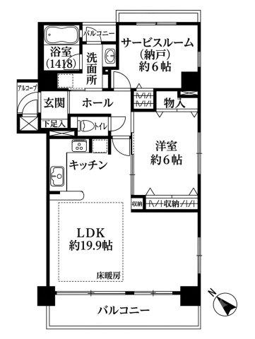 サニーヒルズ神戸(2LDK/7階)の間取り写真