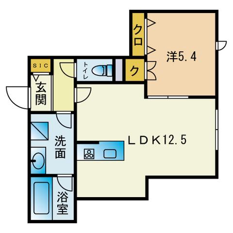 ヴィブレイン博多(1LDK/1階)の間取り写真