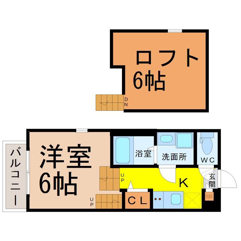ORQUEDOR KASATORI(1K/2階)の間取り写真