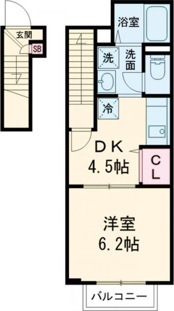 フレーリーコート(1K/2階)の間取り写真