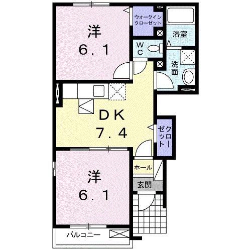 ベル・アビタシオンA(2DK/1階)の間取り写真