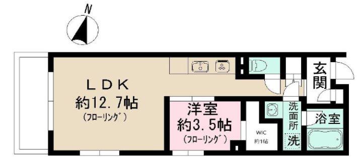 ADMIRAL HIMONYA(1LDK/2階)の間取り写真