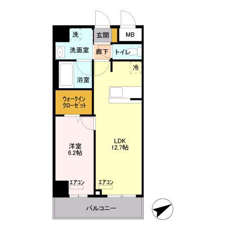 グランリヴェール志木(1LDK/8階)の間取り写真