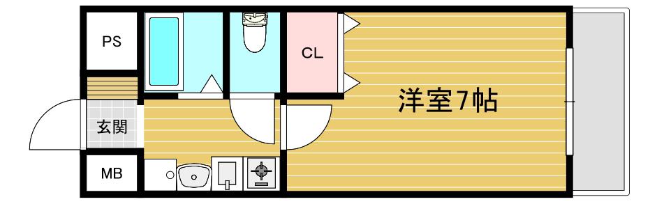 ルミエールまなびの(1K/4階)の間取り写真