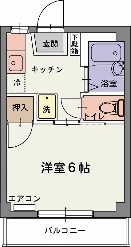 カルチェラタンときわA(1K/1階)の間取り写真