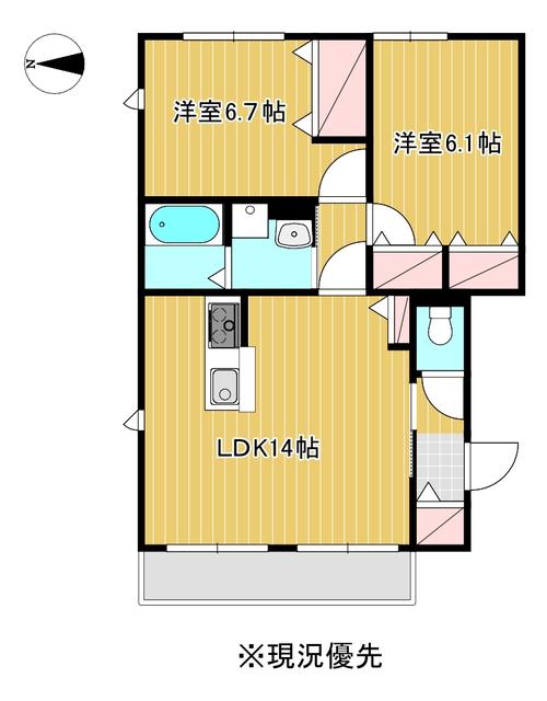 BELLE SABLE(2LDK/2階)の間取り写真
