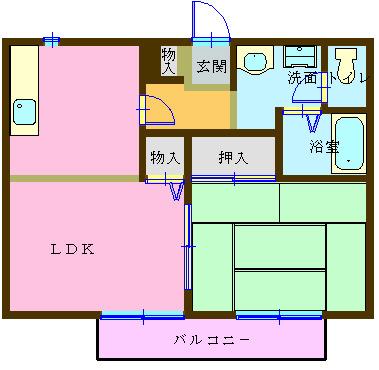 サンガーデン勝本A(1LDK/1階)の間取り写真