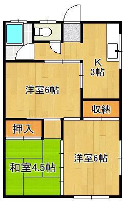 アメジスト黒住(3K/1階)の間取り写真