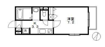 デュールメゾン末長(1K/2階)の間取り写真