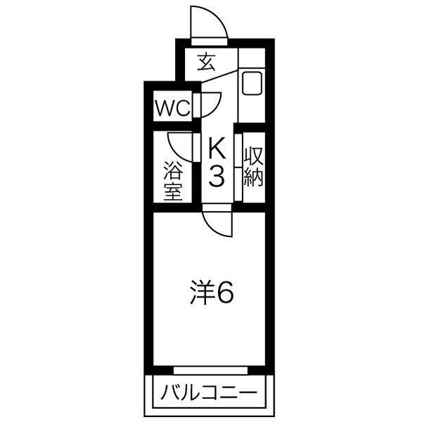 K・J館(1K/1階)の間取り写真