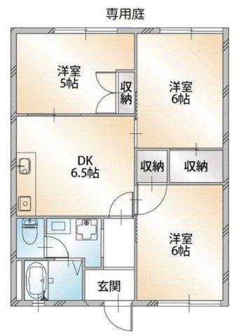 ドミール・パル(3DK/1階)の間取り写真
