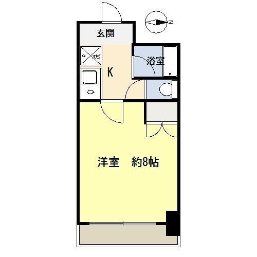 フォレスタはちまん(1K/3階)の間取り写真