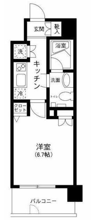 プライムアーバン田町(1K/8階)の間取り写真