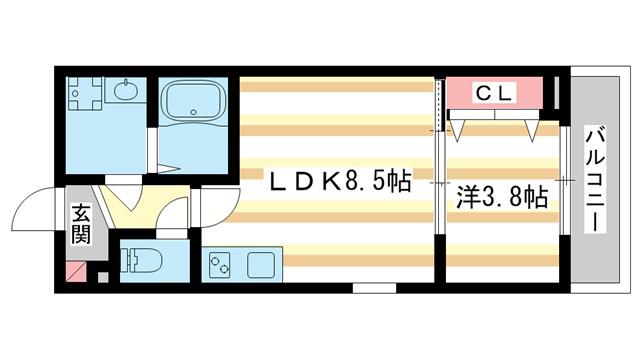  ジーメゾン郡山ネクサス(1LDK/3階)の間取り写真