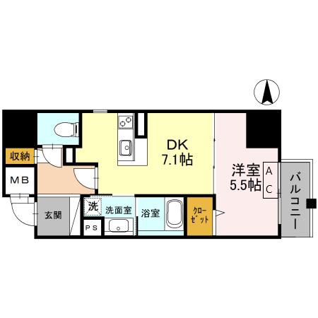 INOYABLDGRESIDENCE(1DK/6階)の間取り写真