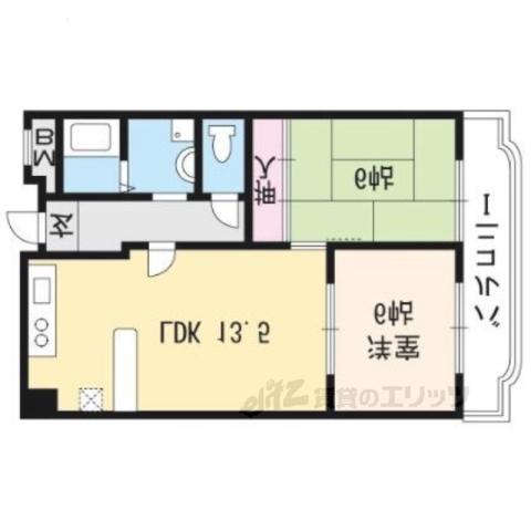 アーバンハイツ苔寺(2LDK/3階)の間取り写真