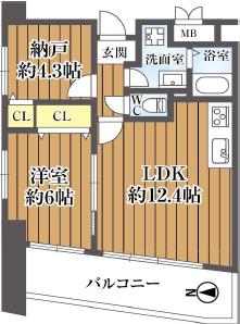 シャルマンフジリッツ南堀江(2LDK/11階)の間取り写真