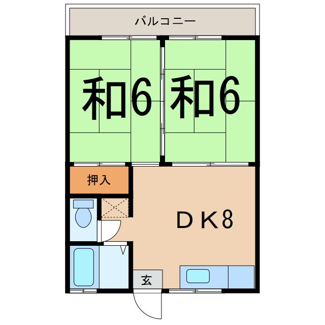 メゾン外並田I(2DK/2階)の間取り写真