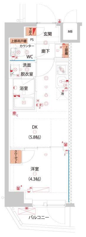ハーモニーレジデンス東京サウス大塚(1DK/11階)の間取り写真
