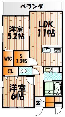 シエラ八幡(2LDK/5階)の間取り写真