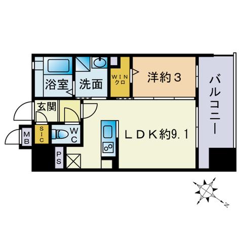 グランパーク平尾(1LDK/6階)の間取り写真