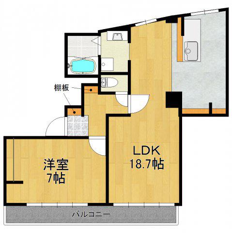 八幡マンション(1LDK/4階)の間取り写真