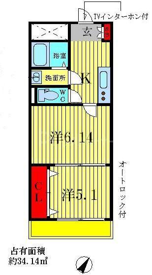 RESIDENCE響(2K/1階)の間取り写真