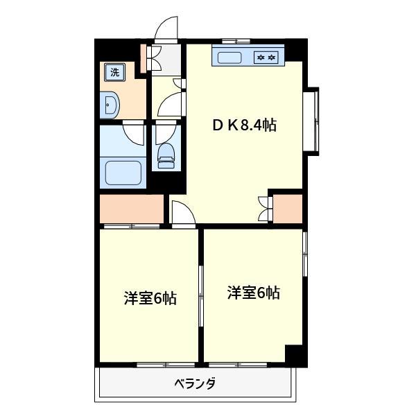 グレースハイムヌクイ(2DK/2階)の間取り写真