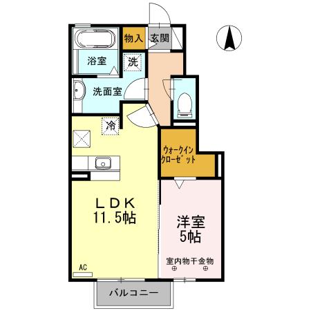 ル グランブリュー(1LDK/1階)の間取り写真
