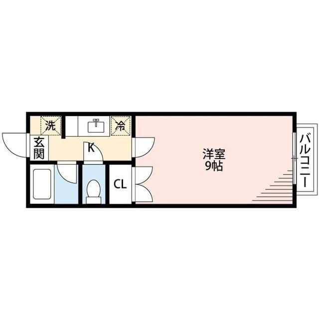 アドバンスK(1K/1階)の間取り写真
