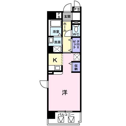 ミッションヒルズ(1K/2階)の間取り写真