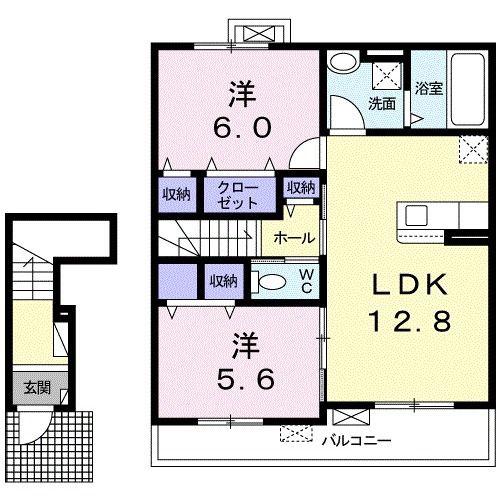 ベニアージュ A(2LDK/2階)の間取り写真