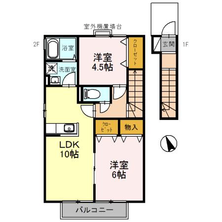 シーショア五色山A(2LDK/2階)の間取り写真