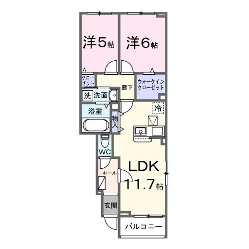 ベル エリタージュ(2LDK/1階)の間取り写真