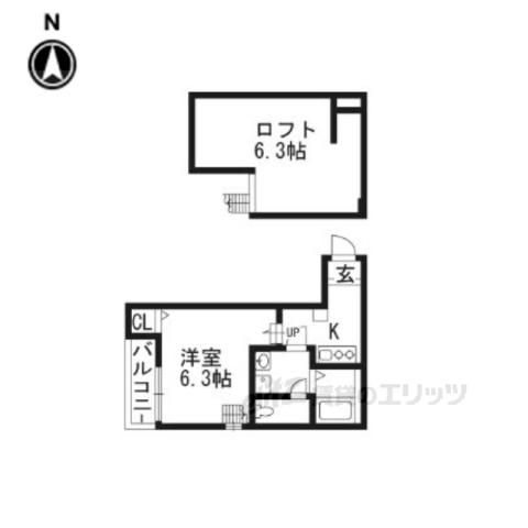 FOURSEASONKYOTO(1K/2階)の間取り写真