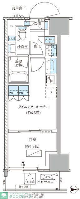 パークアクシス品川天王洲アイル(1DK/1階)の間取り写真