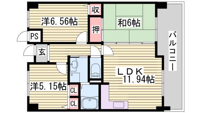 ベーセ・ベージュ西今宿(3LDK/9階)の間取り写真