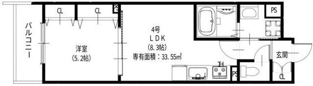 ラモーナ諸福III(1LDK/1階)の間取り写真